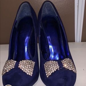 Blue and silver shoes
